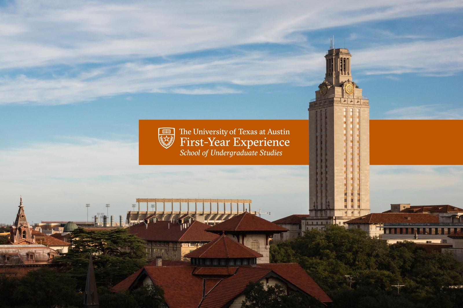 First-Year Experience Logo with a view of campus