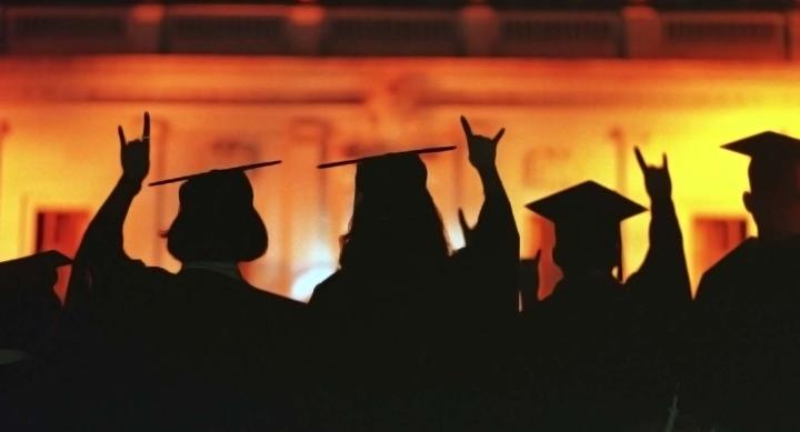 Photo of Commencement by the Main Tower